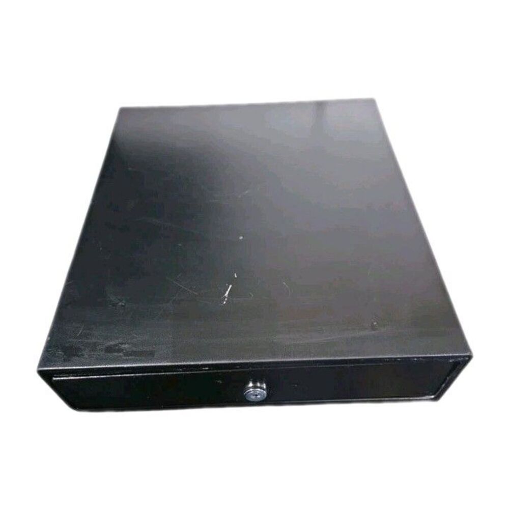 APG Vasario POS Cash Drawer VP320-BL1416 16x13x3 Black LOCKED- NO KEY
